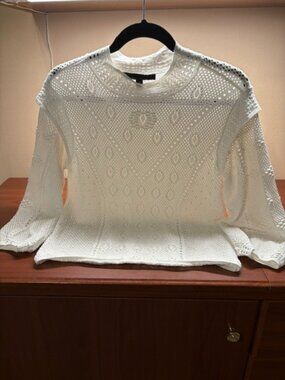 White Crochet Pullover Sweater Size M